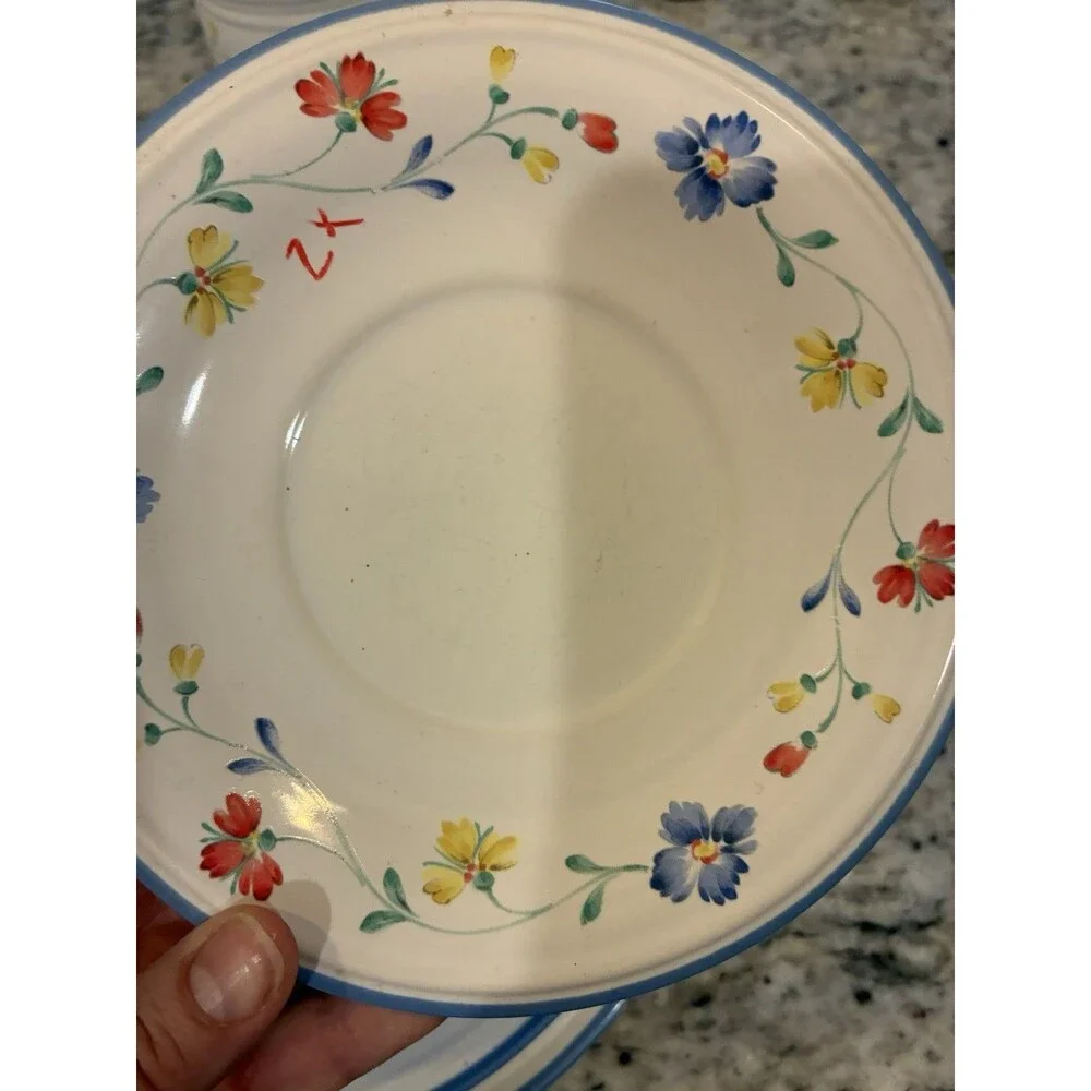 Savoir Vivre Summer Garden Set- Platter, Creamer, Bowls, Saucer Cup Set of 16